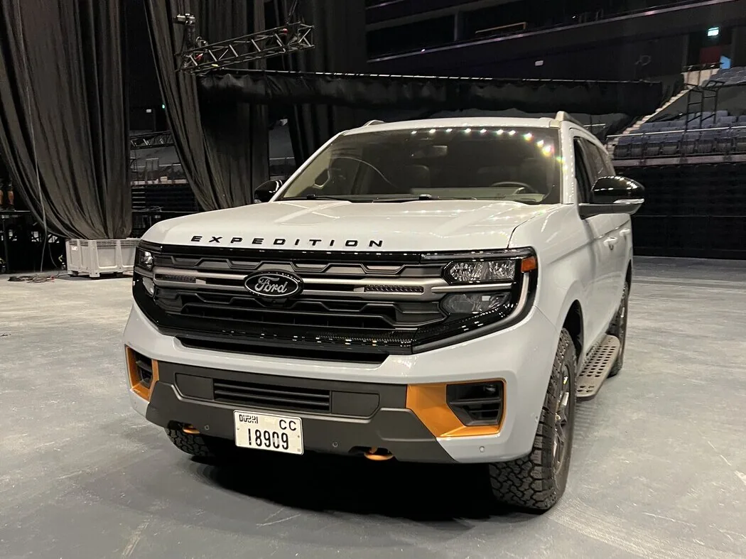 Light grey Ford Expedition on a stage at the Ford Product Committee